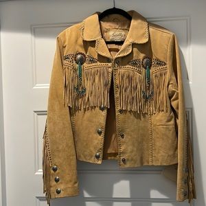 Scully leather western fringe jacket